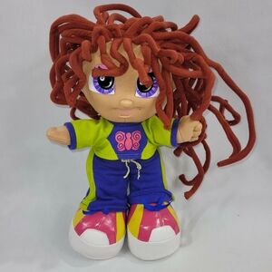 Curly Qs Doll Krissy Q Vintage 2002 Plush 14" Track Suit Workout Toy Brunette